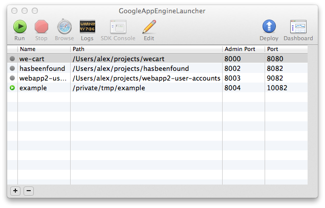 App Engine Launcher Screenshot